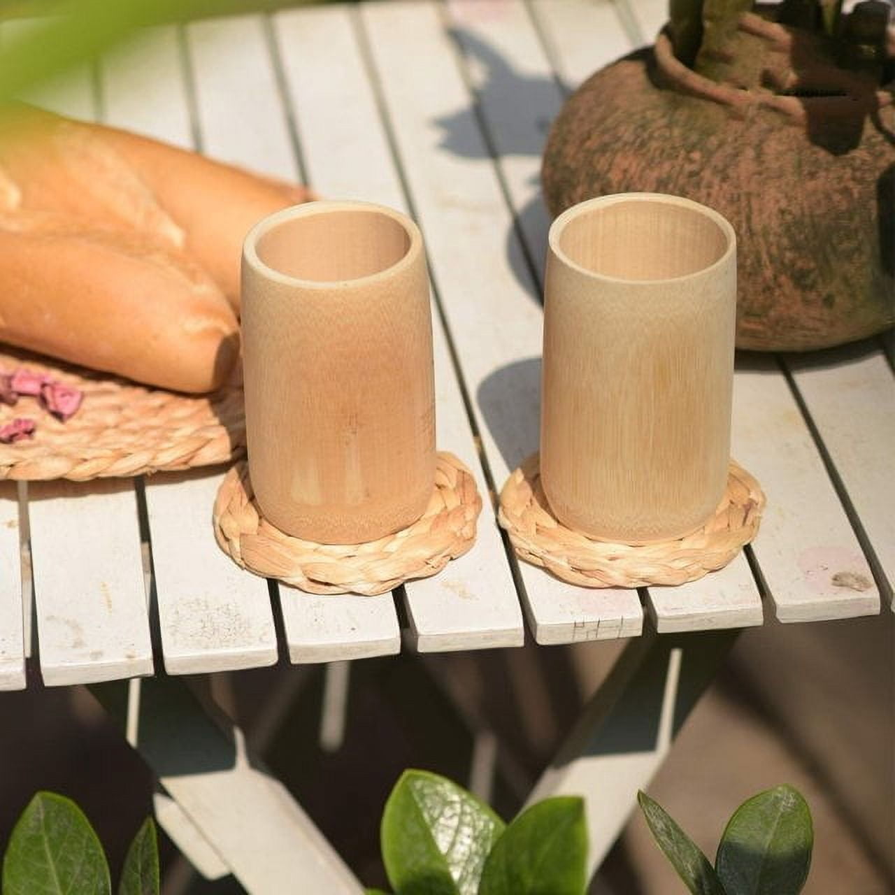 Coasters Set of 4, Water Hyacinth Coasters, Coasters for Drinks,Natural Wicker Drink Coasters, Weave Placemats Handmade for Coffee