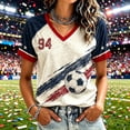 thumbnail image 4 of Fgvctg Mexico Women Soccer Jersey Sports Fans V Neck T Shirts Outdoor T-Shirts Athletic Slim Fit Activewear Tee Soccer Jerseys Blue 2XL, 4 of 4
