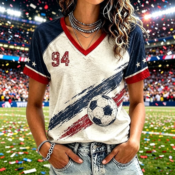2026 Soccer Cup Fan Jersey for Women Short Sleeve Country Football Shirt USA World Soccer Flag Printed & Soccer Graphic T Shirts