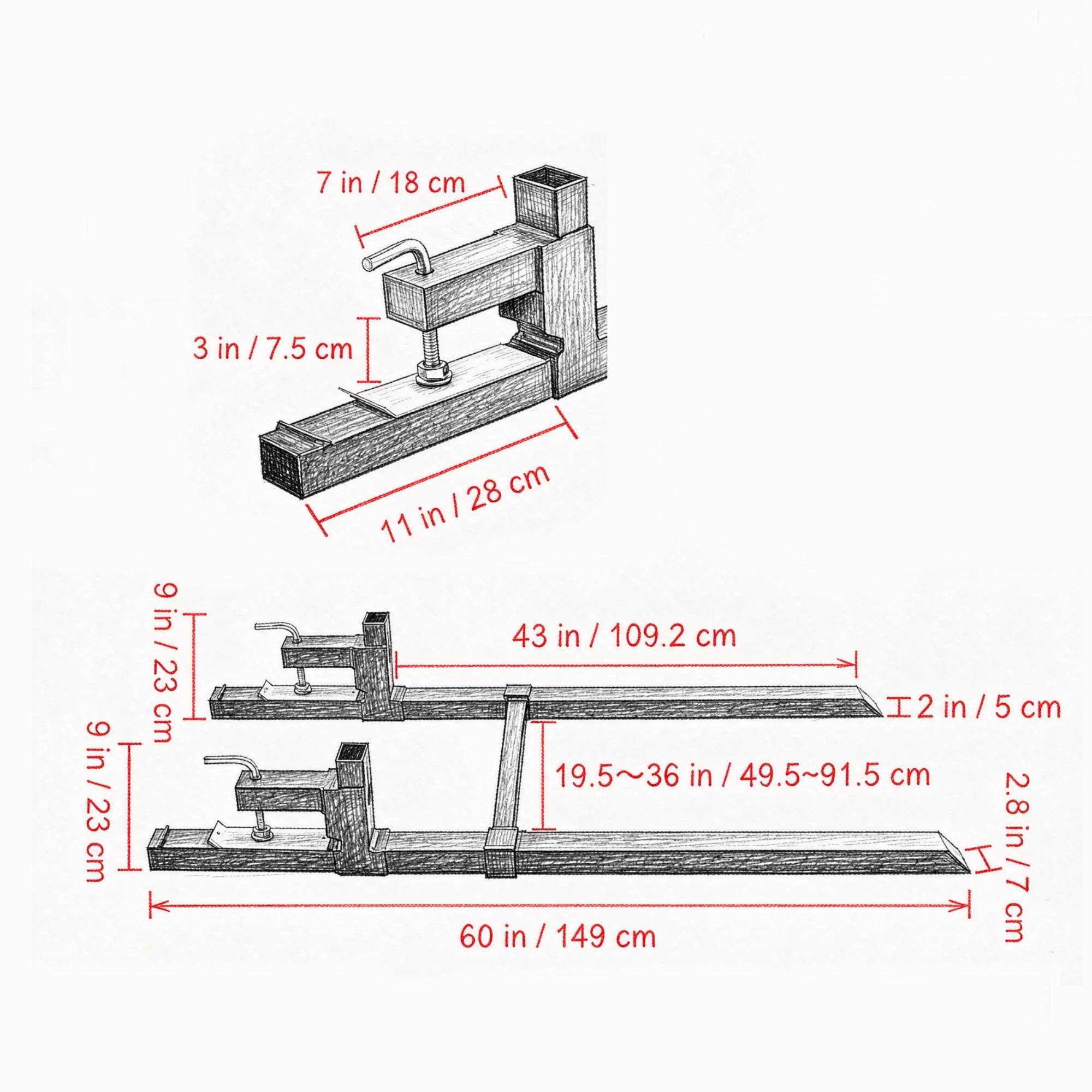 2000lbs 60" Clamp-On Pallet Forks, Heavy Duty Tractor Bucket Forks with Adjustable Stabilizer Bar for Skid Steer