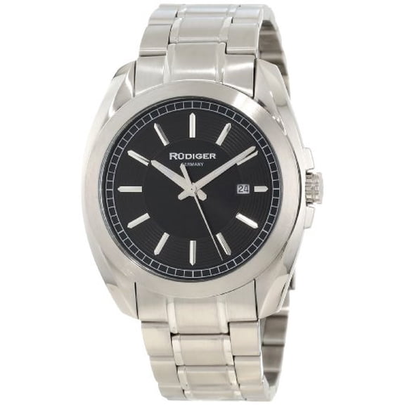 Men's R1001-04-007 Dresden Black Dial Stainless Steel Date Watch