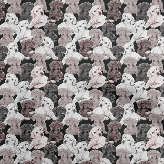 oneOone Polyester Spandex Black Fabric Dog Sketch Fabric For Sewing Printed Craft Fabric By The Yard 56 Inch Wide