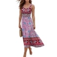 thumbnail image 2 of QUNYINEY Floral Sundresses for Women Beach Long Sleeveless Flowy Tank Dress Summer A Line Crew Neck Loose Fit Dresses, 2 of 5