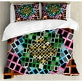 thumbnail image 1 of Geometric Duvet Cover Set King Size, Colorful Squares Framework Abstract Style Modern Graphic Design Artwork Print, Decorative 3 Piece Bedding Set with 2 Pillow Shams, Multicolor, by Ambesonne, 1 of 3