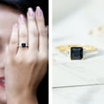 thumbnail image 3 of Princess Cut Lab Grown Black Diamond Solitaire Ring with Diamond (AAAA Quality), 10K Yellow Gold, US 5.50, 3 of 9