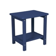 Aukfa 3 Pcs Outdoor Patio Chaise Lounge w/ Coffee Table&Cup Holder, Adjustable Backrest, HDPE, Navy
