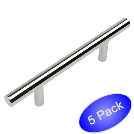 Cosmas 404-030CH Polished Chrome Solid Steel Construction 3/8 Inch Slim Line Euro Style Cabinet Hardware Bar Pull - 3