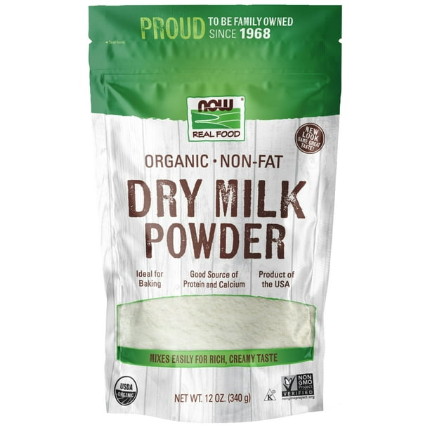 NOW Foods, Organic NonFat Dry Milk Powder with Protein and Calcium, 12