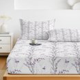 thumbnail image 6 of Twin Sze Fitted Sheet Set - Purple Botanical 2 Piece Bedding Sets 16" Deep Pocket Fitted Sheet with 1 Pillowcase, Butterfly Spring Floral Summer Botanical Brushed Microfiber Hotel Luxury Bed Sheets, 6 of 9