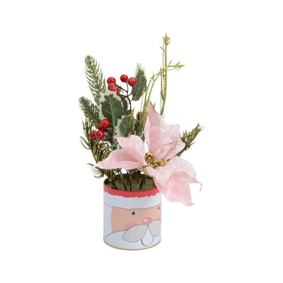 SLYNSHome Artificial Christmas Flowers Plant Pot Decorations,Xmas Floral Tabletop Centerpiece Arrangement Christmas Flowers