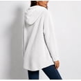 thumbnail image 3 of Fleece Hooded Jackets for Women Casual Warm Open-Front Sweater Cardigans with Pockets Solid Long Sleeve Outerwear (XL, White), 3 of 6