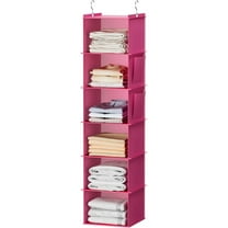 Hanging Closet Organizer, Closet Hanging Storage Shelves (Pink)