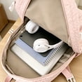 thumbnail image 4 of Textured Casual Backpack, Large Capacity Aesthetic School Bookbag, Multi Pocket Lightweight Shoulder Bag, Cute Stylish Travel Daypack, Daily Commute Bag for Women Outdoor Use, Pink, 4 of 5