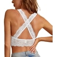 thumbnail image 2 of Sujetador de encaje para mujer, sin varillas, acolchado, espalda cruzada, sin botones, brasier de espalda cruzada, Blanco, S Xishao ropa, 2 of 2