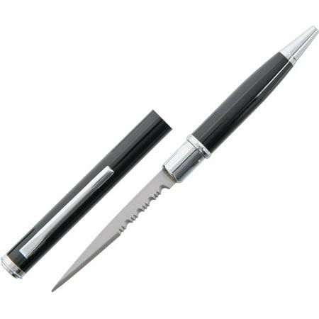 Photo 1 of China Made Cn210502bk Ink Pen Fixed Knife 2.25" Combo Blade/black Metal Housing