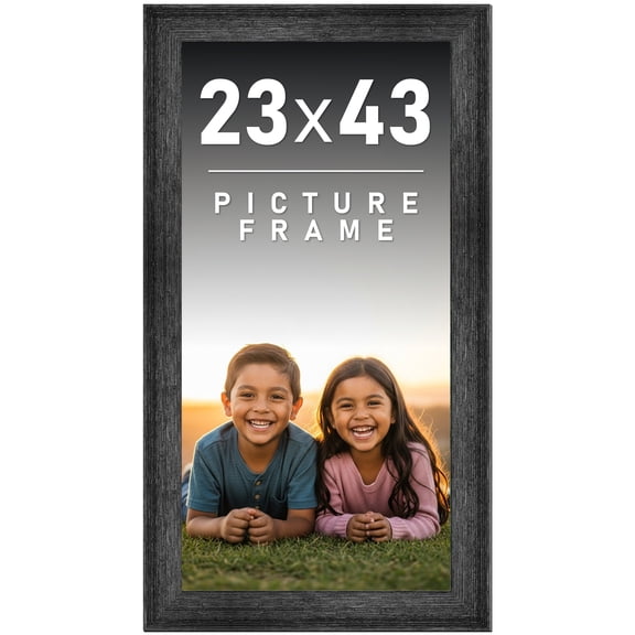 23x43 Frame Black Rustic Barnwood Solid Wood Picture Frame | 1.5 Inch Moulding Width | Includes UV