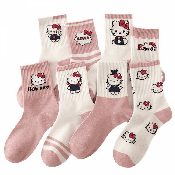DONNGZAE Kids Socks, 8 Pairs Hello Kitty Athletic Crew Socks, Warm & Comfortable Cartoon Socks for Boys, Girls SLO526-0469