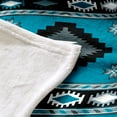 thumbnail image 5 of Aztec Bohemian Flannel Blanket, Teal, Geometric Print, Soft Comfort, Machine Washable, Digital Printing, Polyester, 200-250 G/㎡, with Multipurpose Use And All Seasons for Home Decor, 5 of 6