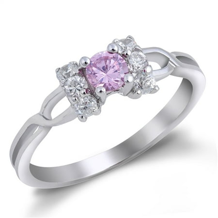 CHOOSE YOUR COLOR Pink CZ Bow Criss Cross Cute Ring New .925 Sterling Silver Thumb