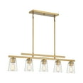 thumbnail image 3 of Warm Brass Five Light Linear Chandelier from the Calhoun Collection, 3 of 5