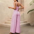 thumbnail image 6 of Jumpsuit For Women V Neck Sleeveless Striped Wide Leg Vacation Casual Travel Day Comfort Beach Plan Ready Weekend Shopping Look Morning Walk Casual All Day Comfort, 6 of 7