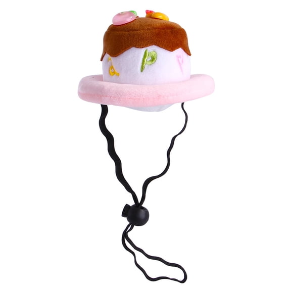 Pet Hat Cake Shape with Elastic Band 2 Colors Easy to Wear Cat Headgear Cosplay Supplies