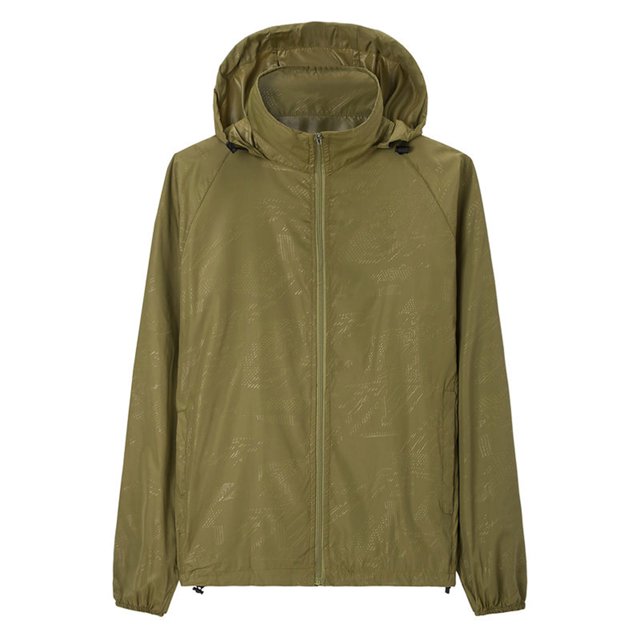 Men's Sun Protection Jacket, Lightweight Windbreaker, Breathable Hooded Long Sleeve Zipper Jacket for Running, Athletic Casual Wear