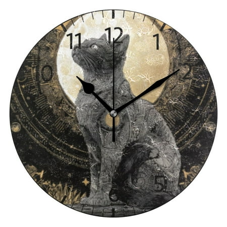 BZSMCE Decorative Wall Clock Size๏ผ25cm Celestial Black Cat Pattern