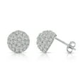 thumbnail image 3 of Tilo Jewelry 925 Sterling Silver Half Ball Pave CZ Stud Post Earrings with Secure Push-Backs | Everyday Dainty Small Earrings for Women & Unisex, 3 of 8