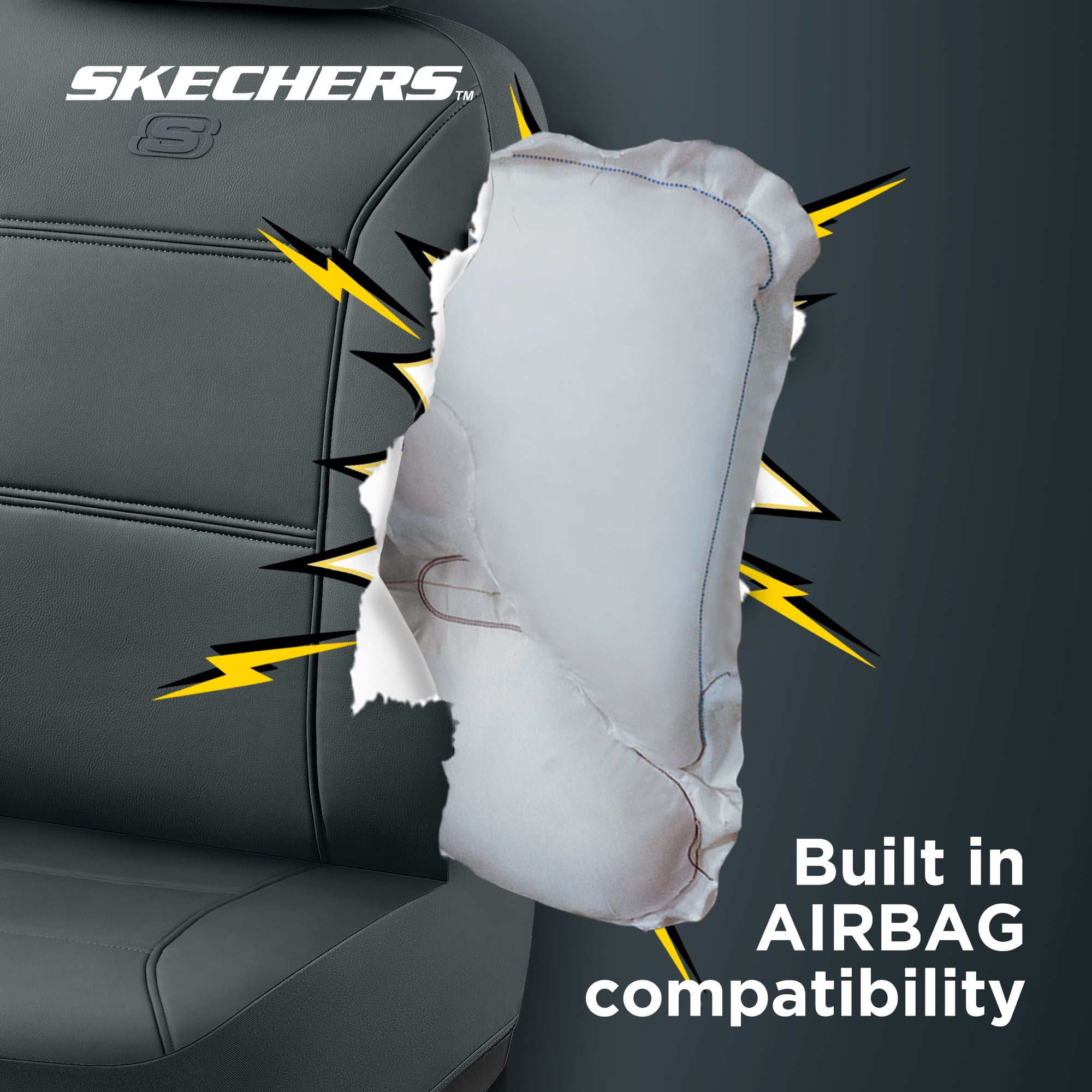 Skechers Car Seat Cover Leather  Front Seat Cover Universal Fit For Most Cars, SUVs and Vans( Gray Color)