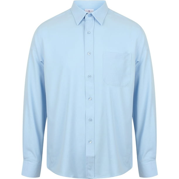 Henbury - Camisa Transpirable para trabajar de manga larga accion anti-bacterial Hombre/Caballero - Trabajo/Fiesta/Verano (Azul claro)