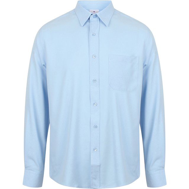 Henbury - Camisa Transpirable para trabajar de manga larga accion anti-bacterial Hombre/Caballero - Trabajo/Fiesta/Verano (Azul claro)