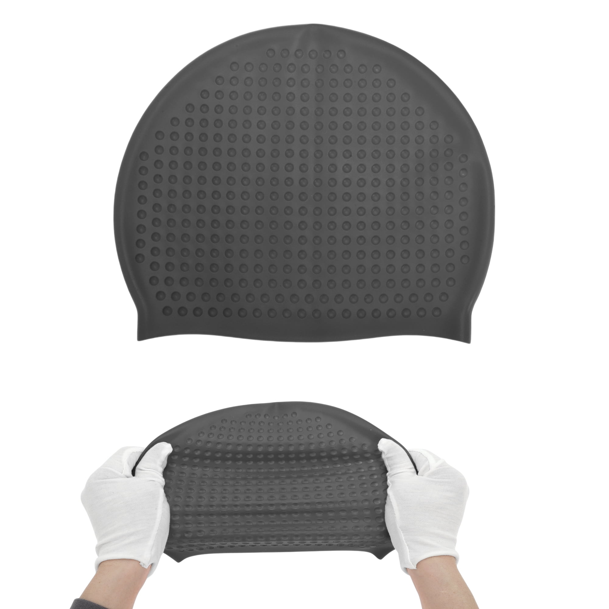 Unique Bargains Waterproof Bubbles Texture Swimming Cap Black