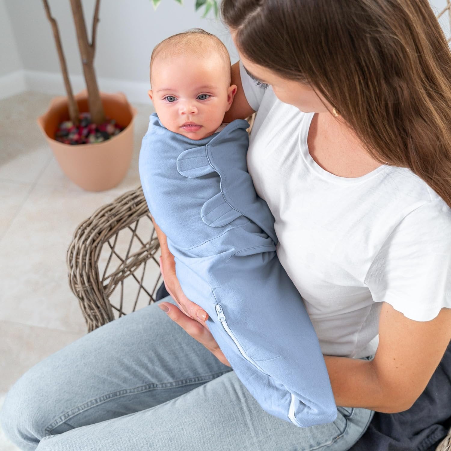 Comfy Cubs Swaddle Blankets for Baby, Easy Adjustable with Easy Access Zipper (Small, Stone, Pacific Blue, Sage)