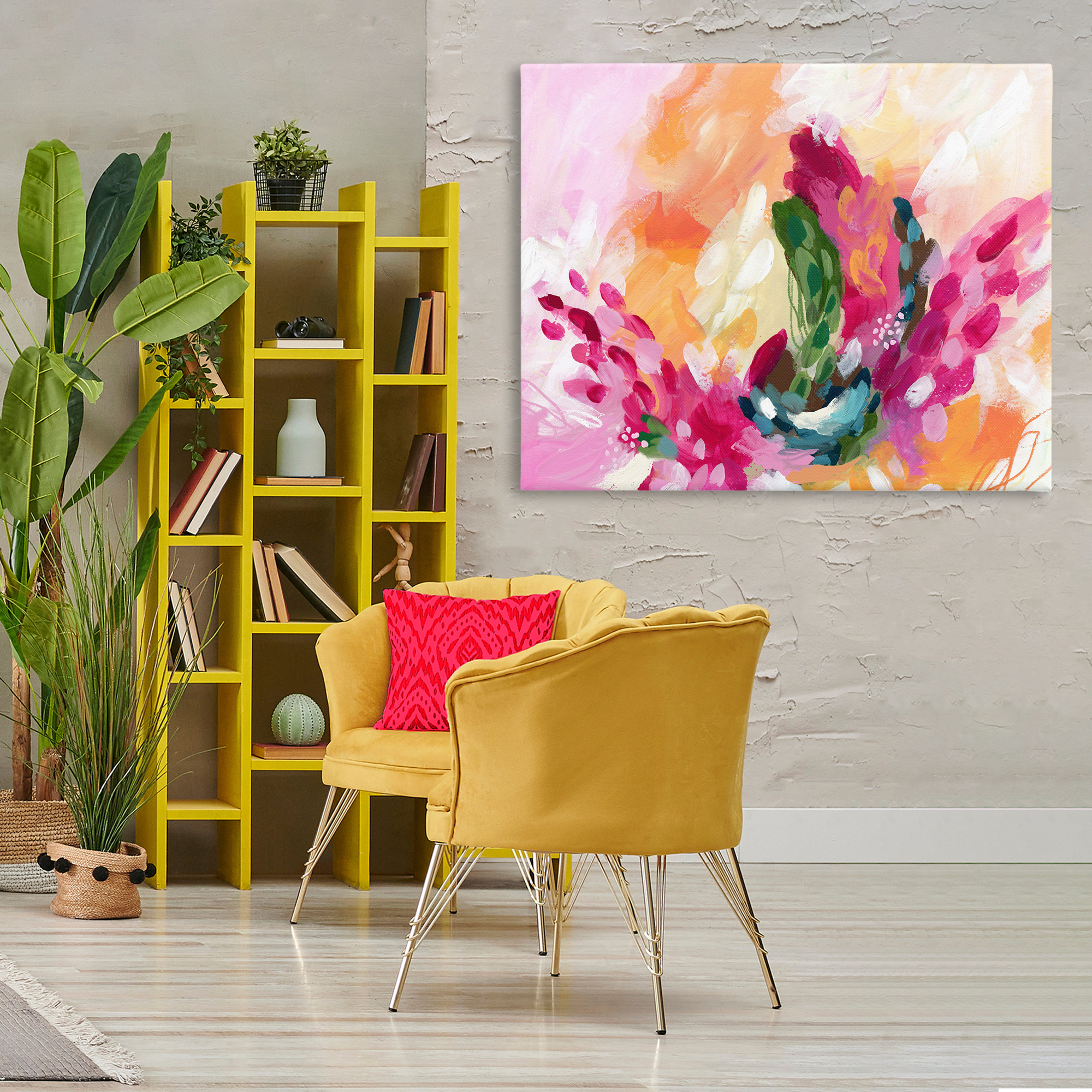 Stupell Industries Tropical Punch Abstraction Abstract Painting Gallery Wrapped Canvas Art Print Wall Art, 48 x 36
