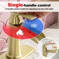 thumbnail image 5 of SUNRINX Brushed Gold Bathroom Faucet, Waterfall Sink Faucet with Pop-Up Drain & Plate, 5 of 10