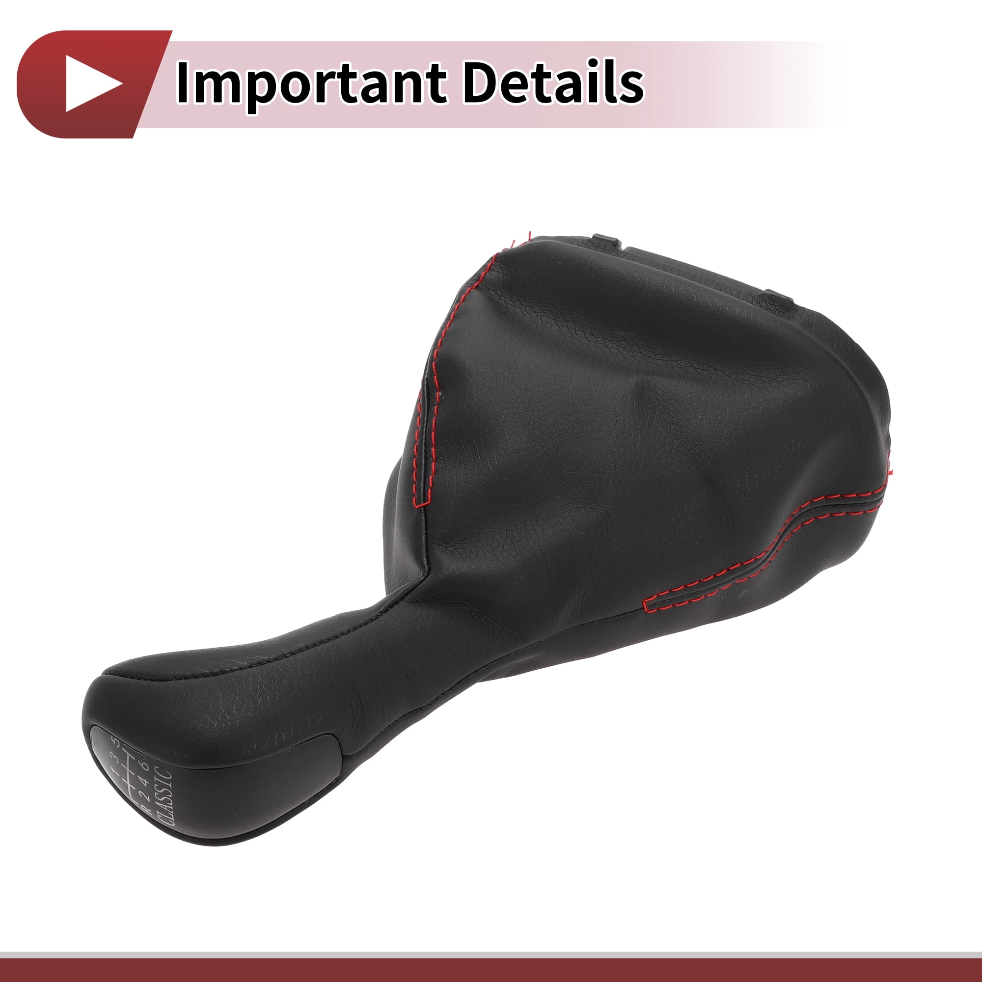 Unique Bargains 6 Speed Manual Gear Shift Knob with Cover for Mercedes-Benz W203 S203 2000-2007 Plastic Faux Leather Gearbox Stick Shifter Lever Knob Black Red