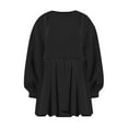thumbnail image 4 of Womens Oversized Sweatshirt Dress Long Flowy Patchwork Pullover Tops Cute Drop Shoulder Sweatshirts Fall Long Sleeve Mini Dress Teen Girls Crewneck Solid Tunic Pleated Loose Clothing Beig, 4 of 5