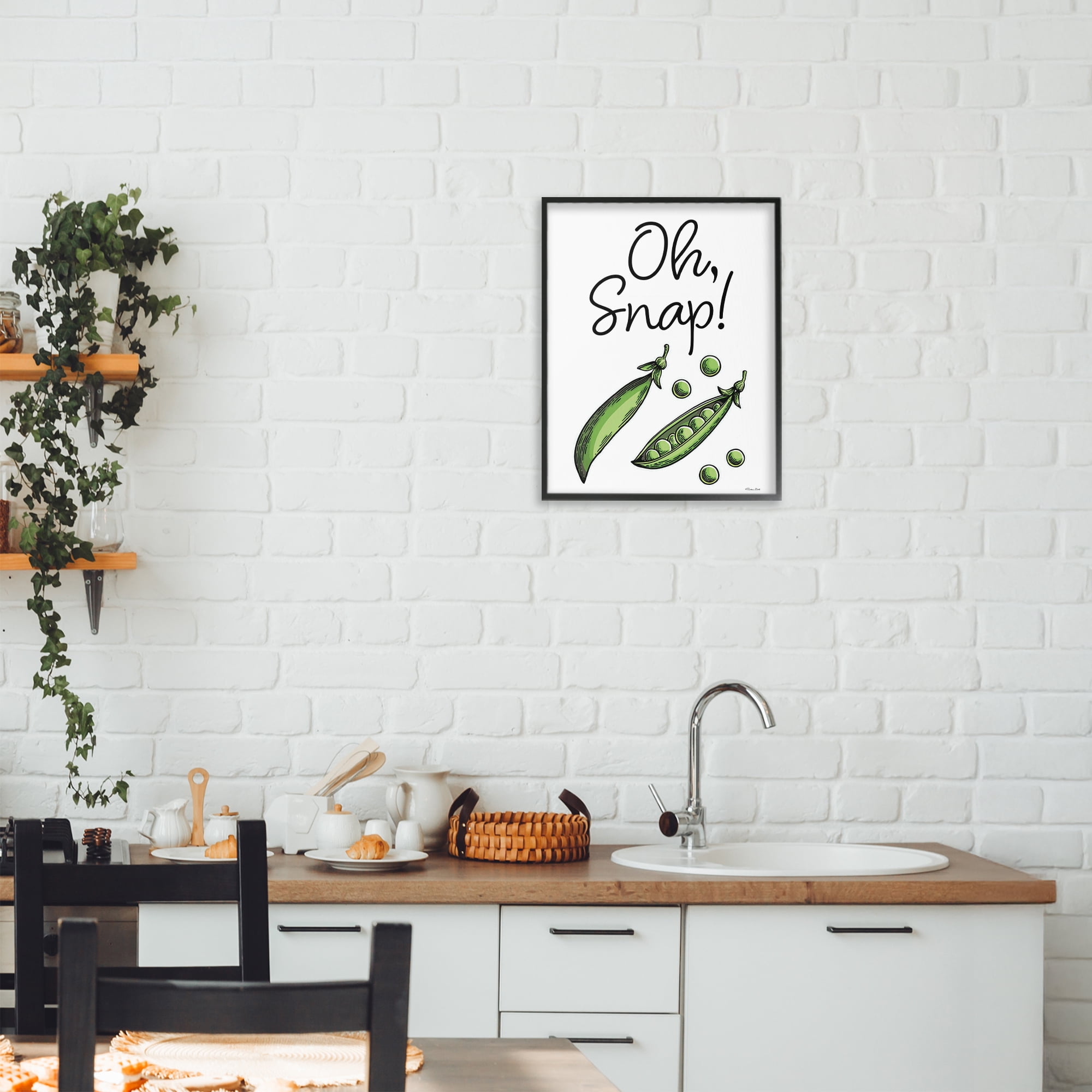 Stupell Industries Oh Snap Peas Black Framed Giclee Art, design by Susan Ball