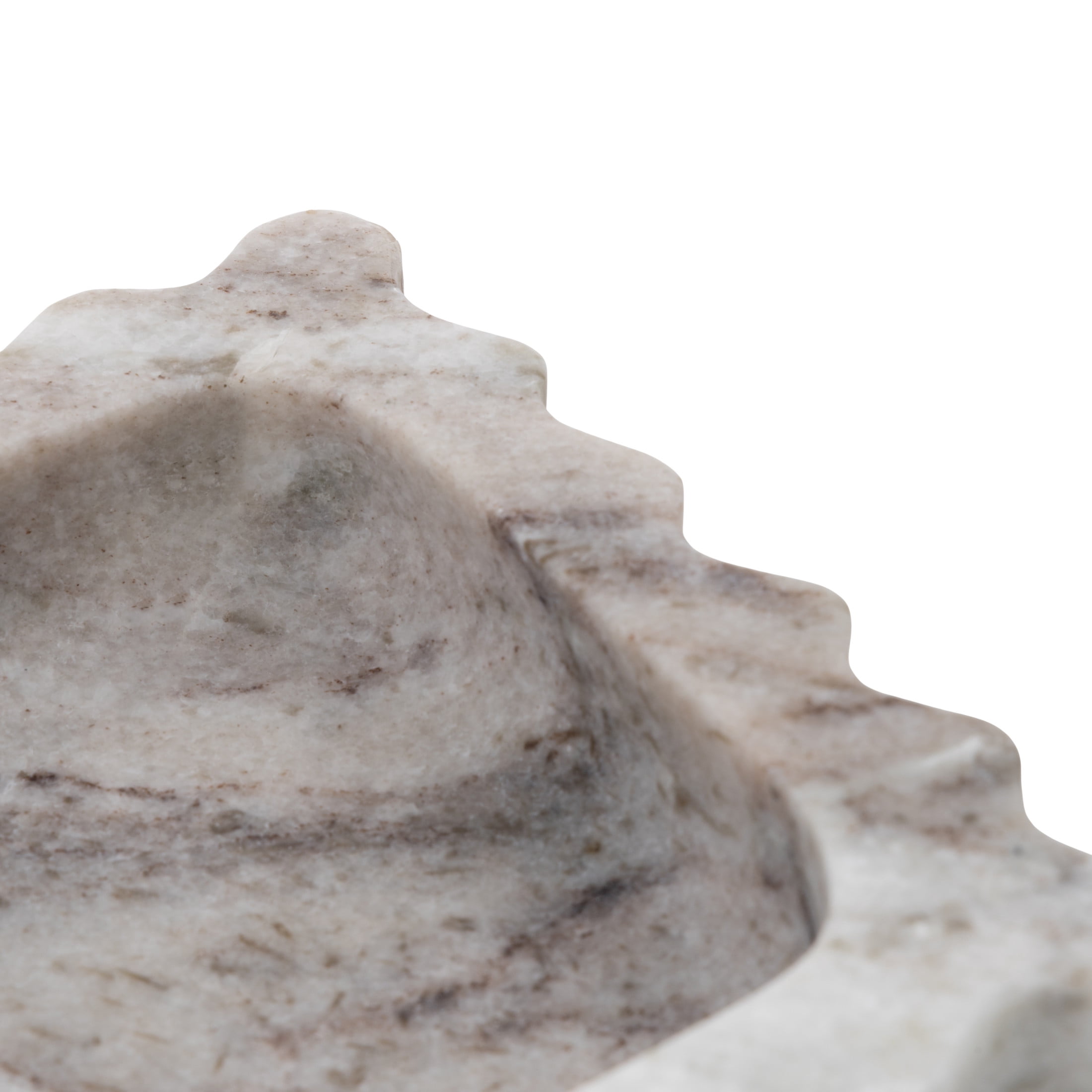 DecMode 6" x 6" Gray Marble  Tray with Brown Swirl Pattern and Wavy Edges, 1-Piece