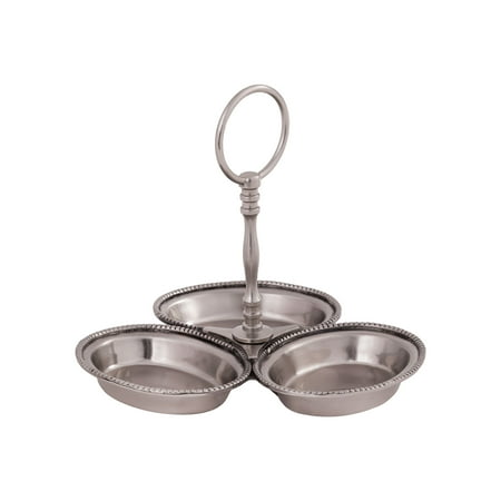 

Brass and Stainless Steel Three Bowl Stand in Antique Pewter