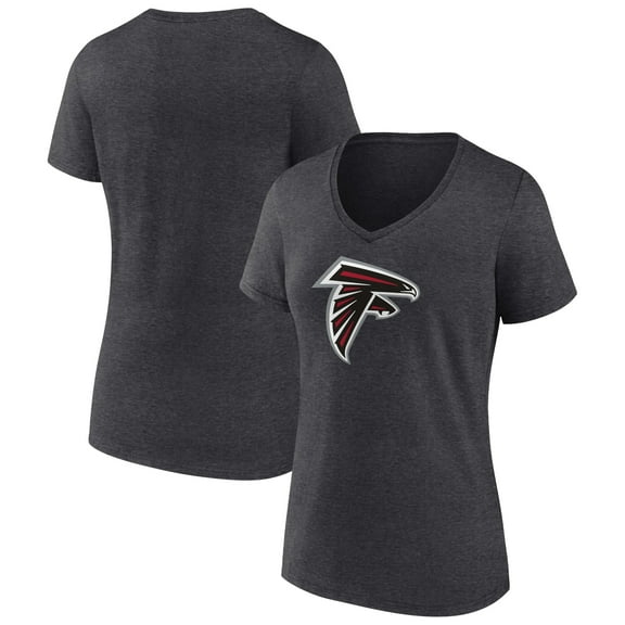 Women's Charcoal Atlanta Falcons Primary Team Logo V-Neck T-Shirt