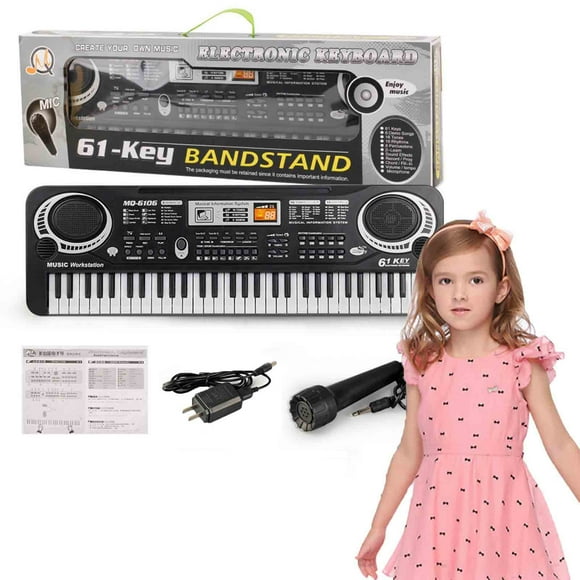 Kids 61 Key Electronic Piano Keyboard Toy With Usb Microphone Portable Musical Instrument Educational Music Gift 54X17X5.5Cm