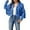 Blue, variant on Women's Fashion Solid Color Long Sleeve Fitted Fringe Short Motorcycle Jacket for Women Casual Versatile Street Style Edgy Notched Collar Cropped Zippered Coat for Women Green,XXXL