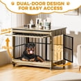 thumbnail image 3 of YIKEMA Furniture Extra Large Wooden Indoor Dog Crate with Wheels, Greige, 3 of 9