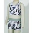 thumbnail image 5 of DPOIS Kids Girls 2 Pieces Swimsuit Crisscross Back Bra Top with Boyshorts Tankini Bathing Suits Black&White 14, 5 of 6