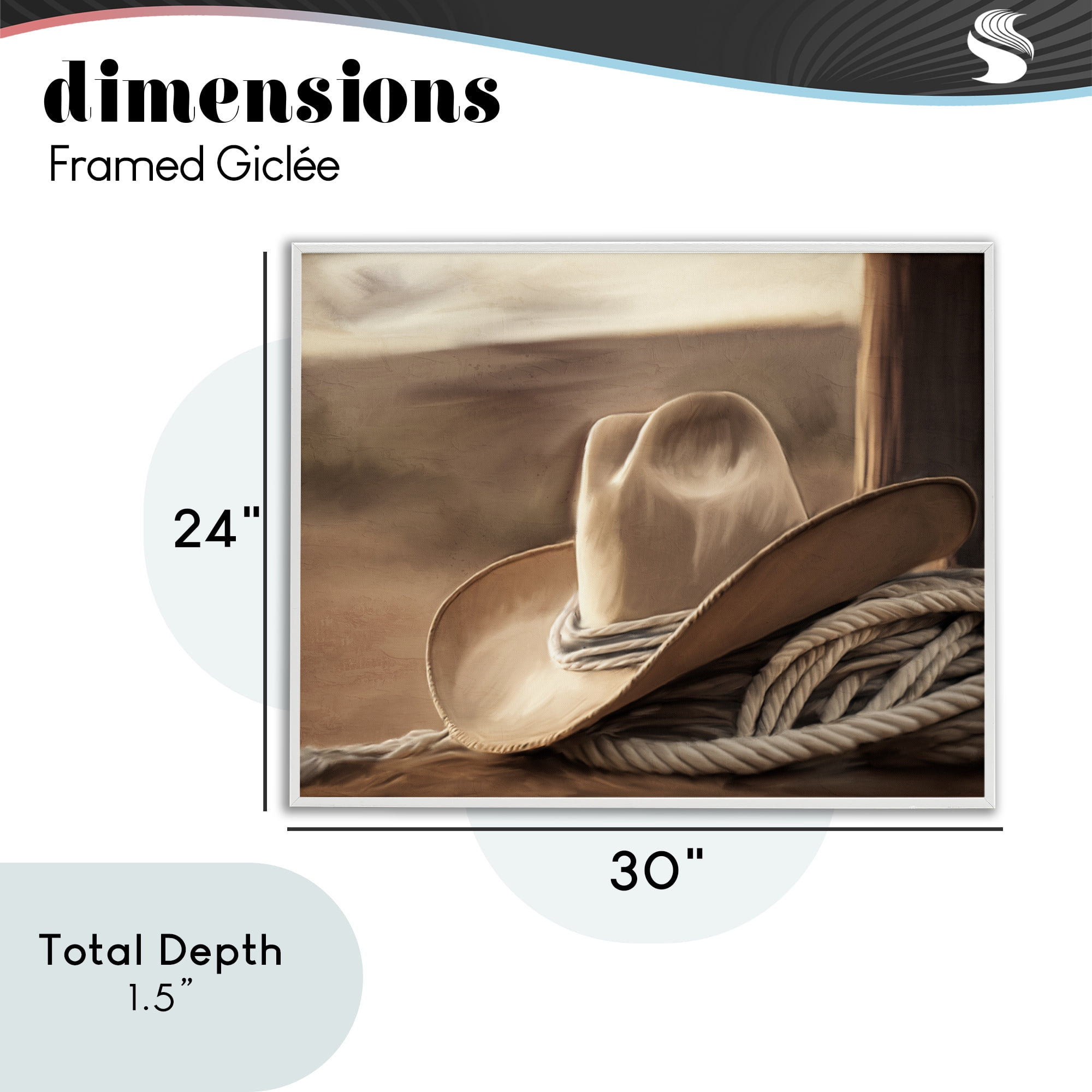 Stupell Industries White Cowboy Hat White Framed Giclee Art, design by Kim Allen