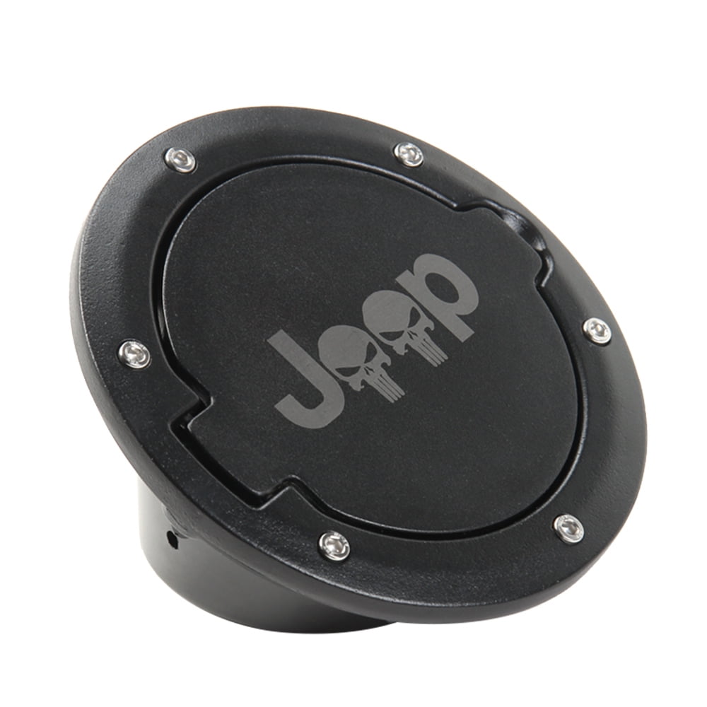 BLACK WITH LOGO Gas Cap Cover for Jeep Wrangler 2007-2017 