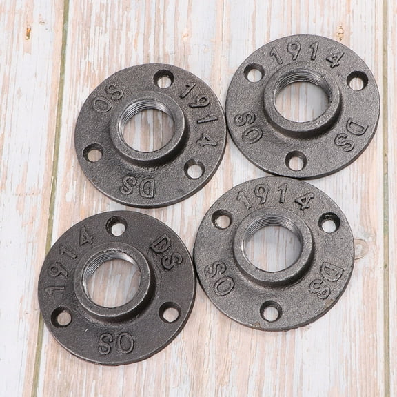 GOOHOCHY 10Pcs Wall Mounted Flange Iron Fittings Black Malleable Floor Flange for Industrial Use 3/4 Inch