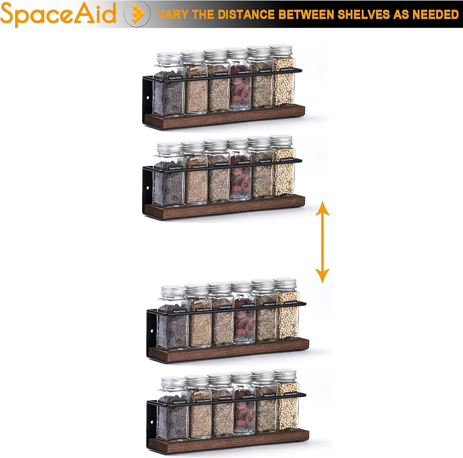 SpaceAid Spice Rack Organizer, 4-Pack, Wood and Metal photo 3